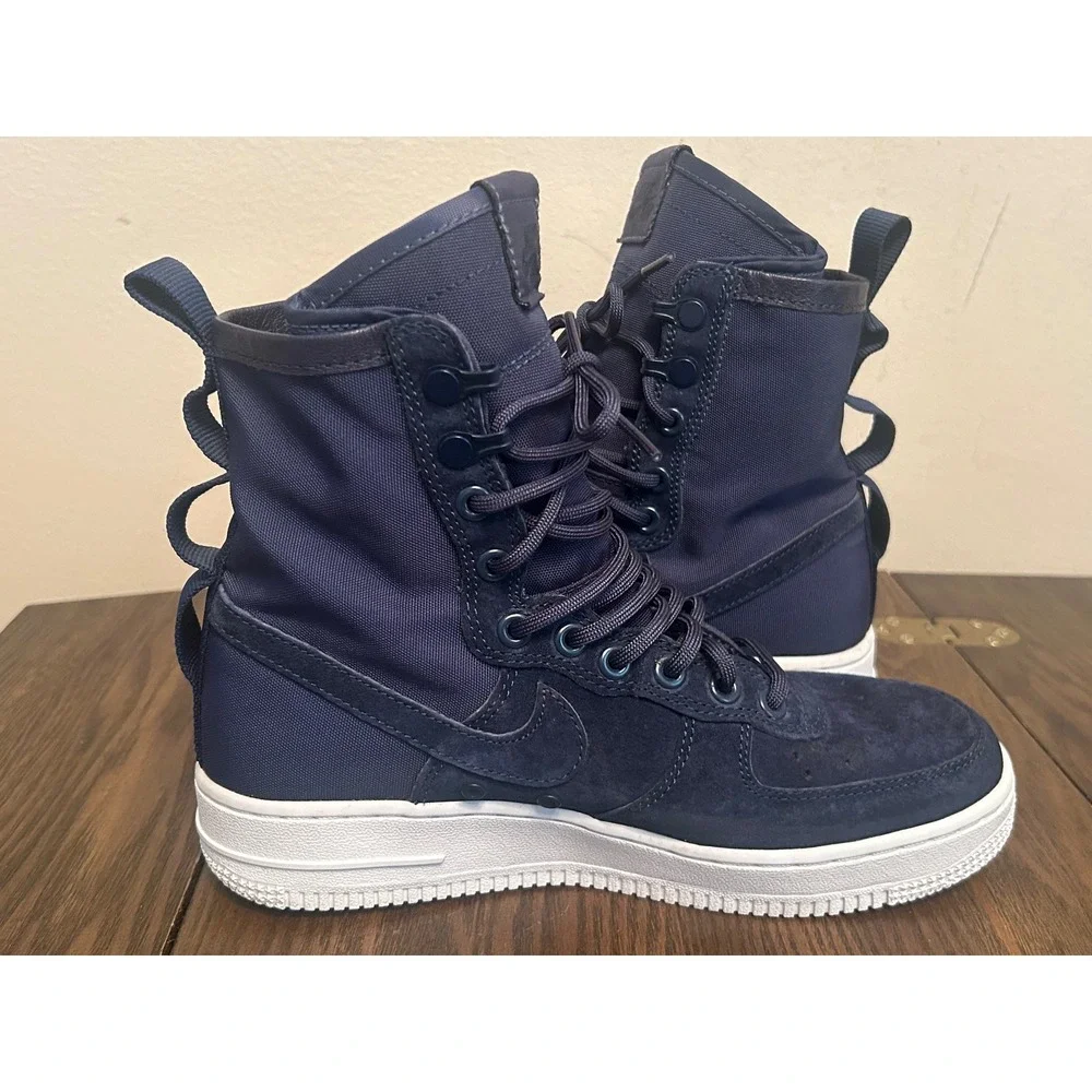 Nike Air Force 1 Hi Women's Size 7.5 Midnight Navy Suede 857872-401 No Straps‎